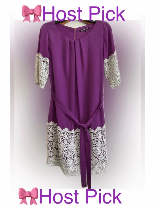 Gianni Bini Dresses & Skirts - Gianni Bini Purple Midi Dress with White Lace Trim